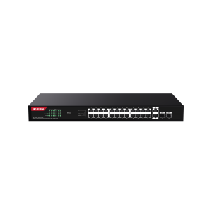 IP-COM 24PORT ( 28P) GIG SWITCH 24x POE+ PLUS 2x SFP(1G) 2x UPLINK(1G) MAX 370W 56Gbps 41.7Mpps L2 UNMANAGED O
