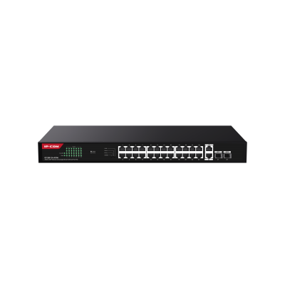 IP-COM 24PORT ( 28P) GIG SWITCH 24x POE+ PLUS 2x SFP(1G) 2x UPLINK(1G) MAX 370W 56Gbps 41.7Mpps L2 UNMANAGED O