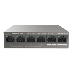 IP-COM 4PORT ( 6P) GIG SWITCH 4x POE+ MAX 63W 12Gbps 8.93Mpps L2 CLOUD MANAGED OPERATING TEMPERATURE 0 ~ +45 B