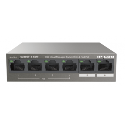 IP-COM 4PORT ( 6P) GIG SWITCH 4x POE+ MAX 63W 12Gbps 8.93Mpps L2 CLOUD MANAGED OPERATING TEMPERATURE 0 ~ +45 B