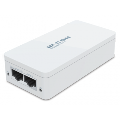 IP-COM GIGABIT POE INJECTOR 51VDC@0.8A 30W WHITE PLASTIC 240VAC 33Hx60Wx132.3D (MM)