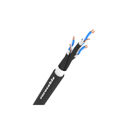 EUROCABLE LKMF04P 4PR 24AWG MULTIPAIR ANALOG/AES/DMX 100OHM AL FOIL SHIELDED PVC JACKET BLACK